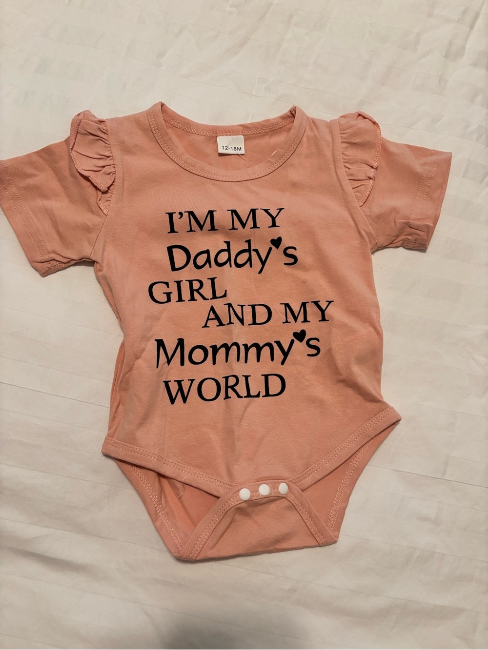 Peach Ruffle-Sleeve Baby One-Piece - "I'm My Daddy's Girl"